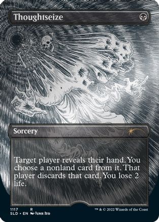 Thoughtseize (Japanese Borderless Etched Foil) [Secret Lair Drop Series]