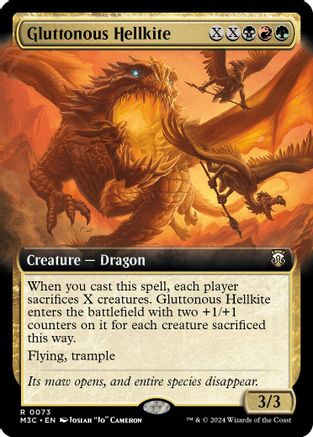 Gluttonous Hellkite (Extended Art) (Ripple Foil) [Modern Horizons 3 Commander]