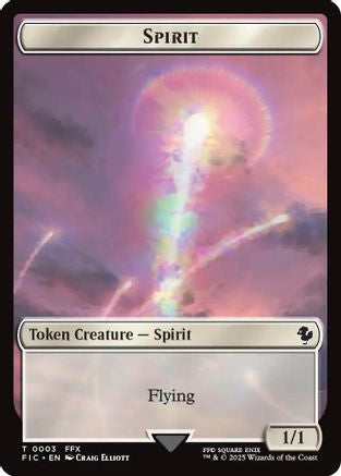 Spirit // Hero (0026) Double-Sided Token (Surge Foil) [FINAL FANTASY Commander Tokens]