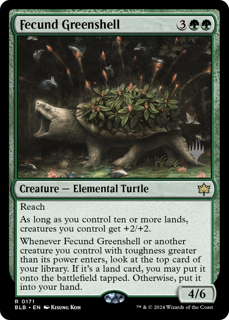 Fecund Greenshell (Promo Pack) [Bloomburrow Promos]