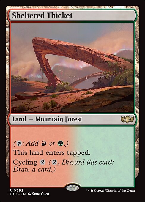 Sheltered Thicket (TDC 392) [Tarkir: Dragonstorm Commander]