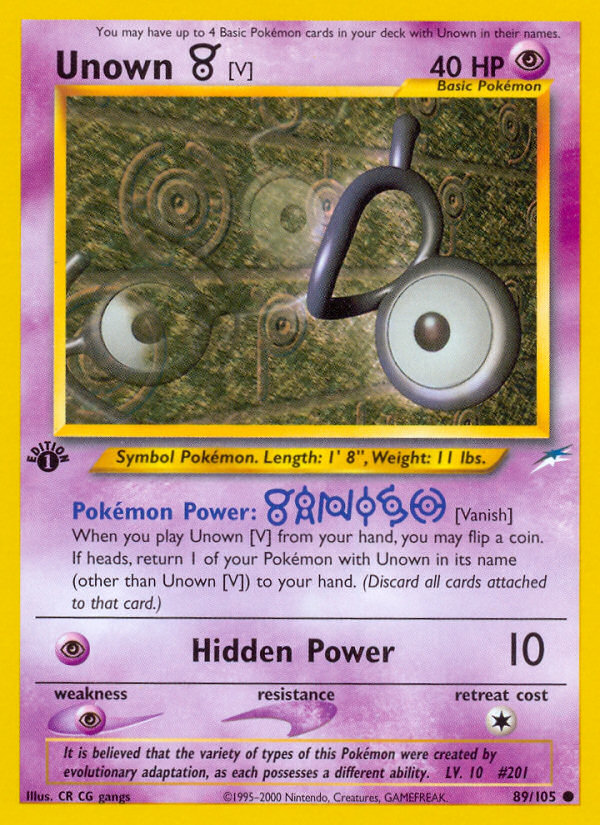 Unown [V] (89/105) [Neo Destiny 1st Edition]