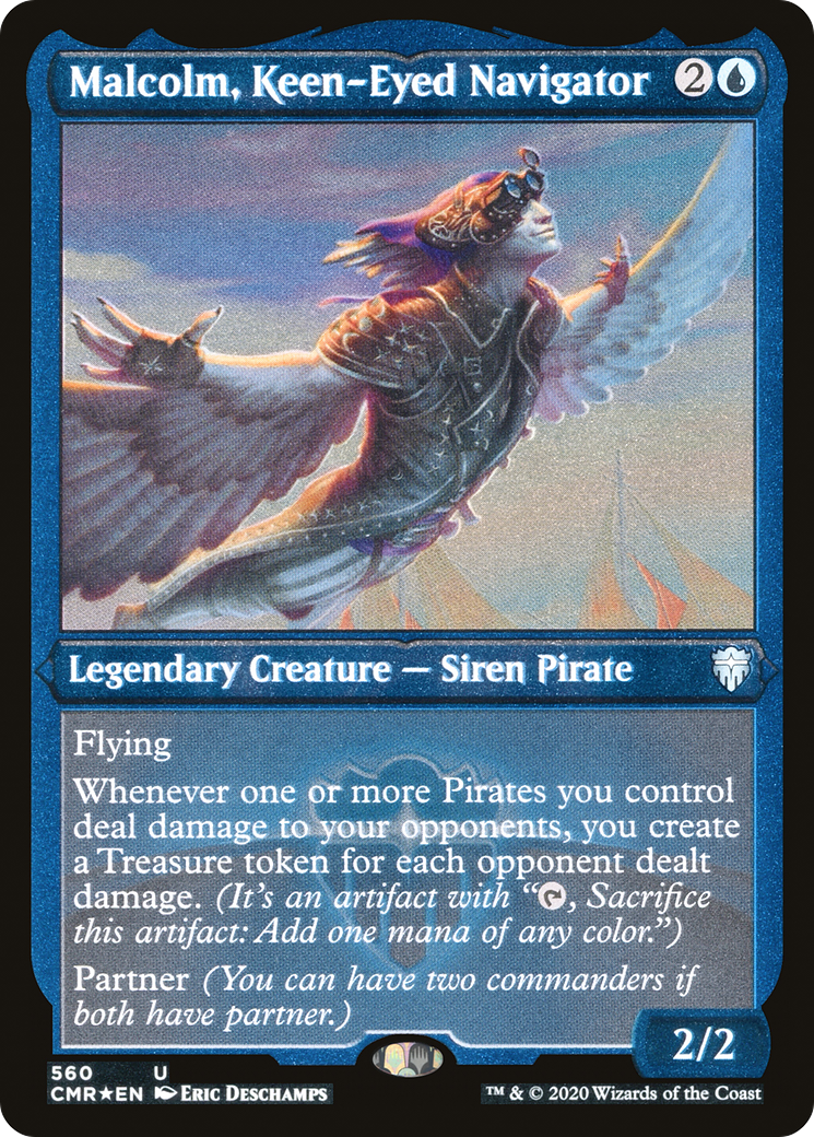 Malcolm, Keen-Eyed Navigator (Etched) [Commander Legends]